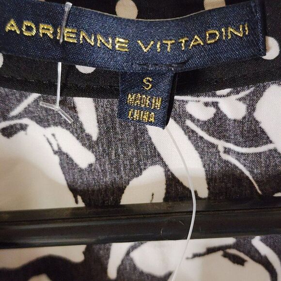 Adrienne Vittadini NWT Dress Small Black White Polka Dot Floral Pinup Rockabilly - Picture 4 of 9